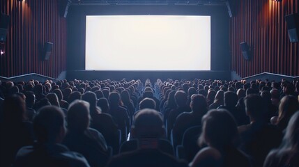 Captivated Audience A Blank Cinema Screen Draws the Crowd