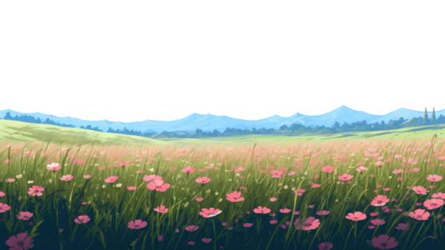 PNG Flower field landscape grassland outdoors. 