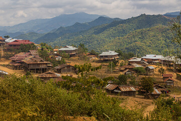 View of Samarkisay village in Phongsali province, Laos