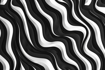 Black and White Abstract Wavy Pattern Design