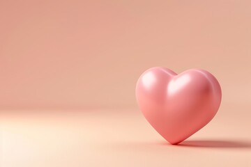 Single Pink Heart on Soft Peach Background