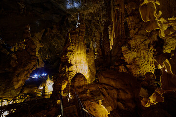 Stalagmite and stalactite at Phu Pha Petch cave in Thailand