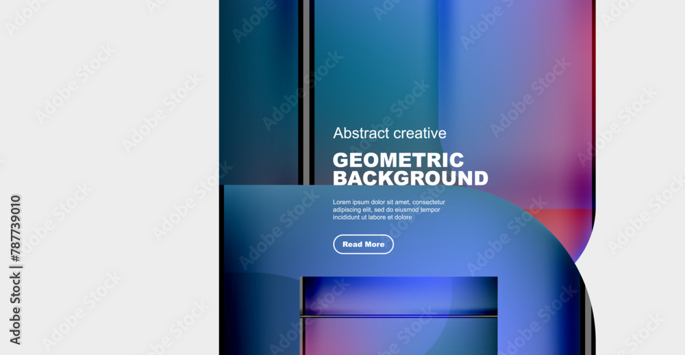 Poster a rectangle cell phone with an electric blue and magenta geometric background. the gadget is display