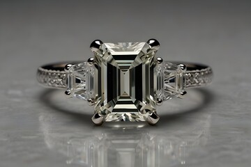An engagement ring set with diamonds that sparkles and reflects. Princess-cut diamonds glistening For someone with a distinct sense of taste, an antique or heritage diamond set in a vintage-inspired 