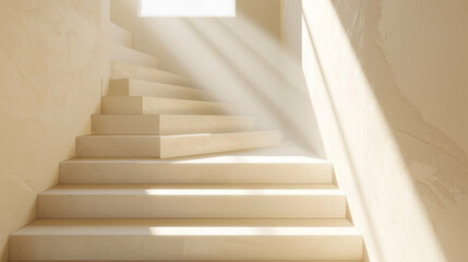 Beige stairs reflecting Scandinavian simplicity in a modern interior with a window.