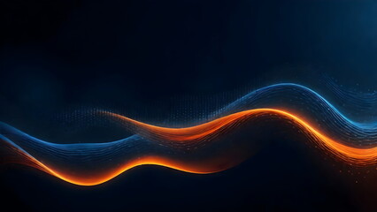 Modern Abstract Wavy Blue Orange Futuristic Illustration, Colorful Wave Neon LED Design