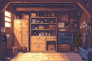 Basement Background In Pixel artstyle