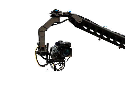 Camera on crane shooting during live event.