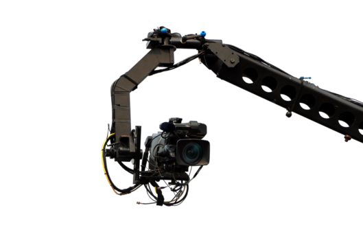 Camera on crane shooting during live event.