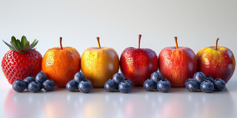 Set, Collection of Various Fruits, on White Background
