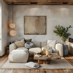 Cozy Living Room: Blend of Modern Aesthetics and Rustic Comfort