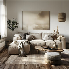 Cozy Living Room: Blend of Modern Aesthetics and Rustic Comfort
