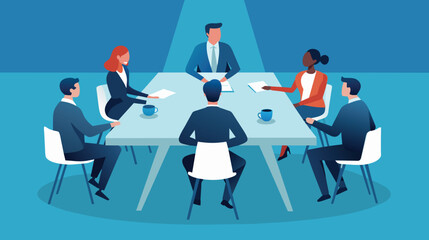 business meeting Teamwork and communication flat vector illustration.
