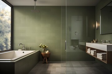 Luxury Bathroom with Glass Shower and Bathtub