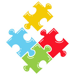 Autism Puzzle Jigsaw Colorful Pieces Vector Illustration Art Flat Design