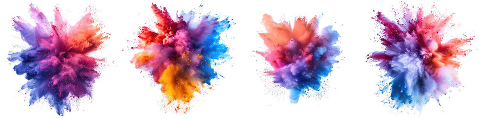 Explosion splash of colorful powder with freeze   On A Clean White Background Soft Watercolour Transparent Background