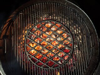 Charcoals glowing for outdoor grill