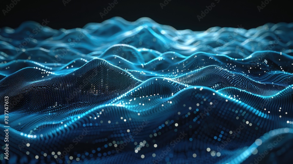 Poster abstract color background with glowing waves of colored sparks and dots
