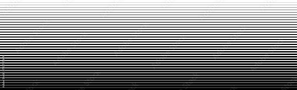 Poster thin line halftone gradation texture. faded horizontal stripe gradient background. repeating wide pa