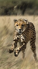 Graceful cheetahs run across the savannah, chasing after their prey.