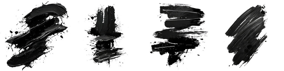 Abstract black in splash, paint, brush strokes, stain grunge  On A Clean White Background Soft Watercolour Transparent Background