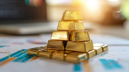 gold bars stack on ize graphs to measure brand awareness metrics. . - Powered by Adobe