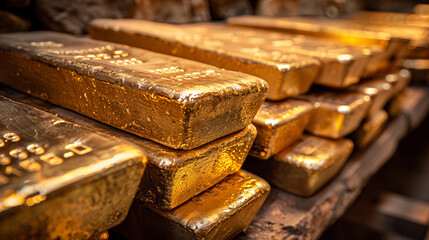 gold bars stack on tify seasonal trends through graphical analysis. . - obrazy, fototapety, plakaty