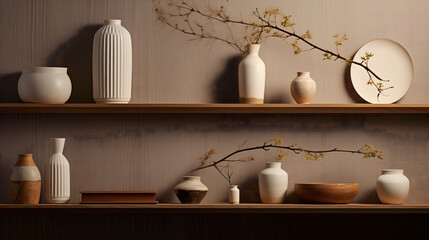 Vintage Still Life with Candles and Tea Cups in a Cozy Kitchen Interior