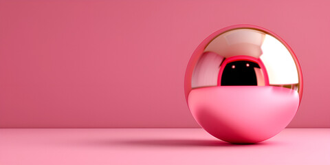 Pink Easter egg on pink background. Minimal style. 