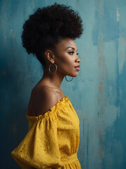 Portrait of a black woman in a yellow dress