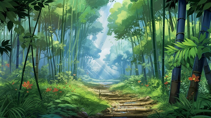 Beautiful Tropical Green Rainforest With