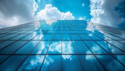 Fototapeta na wymiar A tall building with a blue sky and clouds in the background by AI generated image