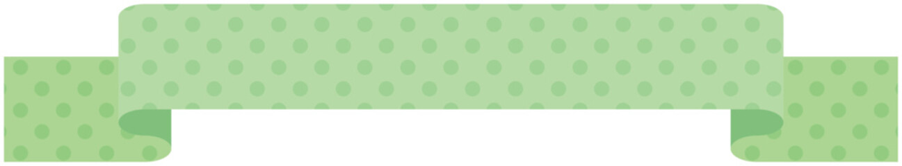 ドット柄のシンプルなリボンの単品イラスト1（緑）