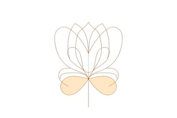 Abstract Rose Outline, Warm Tones, Contour Drawing, Single Line Motif, Minimalist Floral Art with Copy Space.