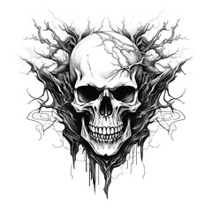 Fototapeta premium Bird skulls nature hand drawing small animal skulls receiving hand drawing dollar tree sugar skull heart ring drawing on hand hand pen drawing art golden skull logo skeleton skull eyes