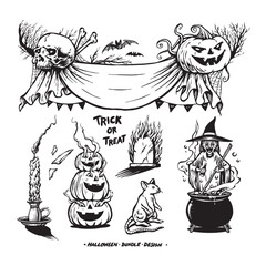 hand draw halloween art collection