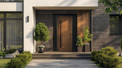 Fototapeta na wymiar Modern Wooden Door in House