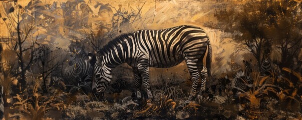 Fototapeta na wymiar Zebra in African jungle