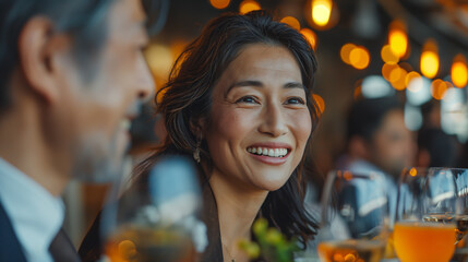 婚活パーティーをする中年の男女