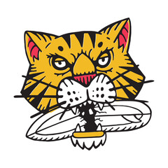 tiger broken surfboard