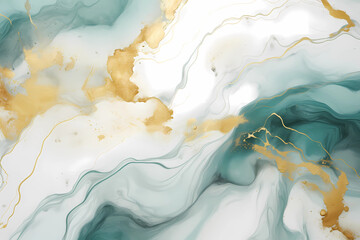 teal and gold marble background with fluid shapes