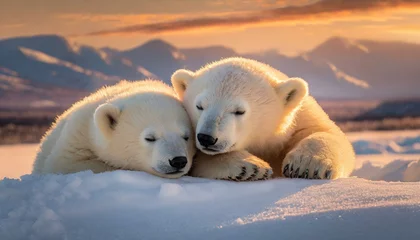 Fotobehang Polar bears cuddling © Sabrina
