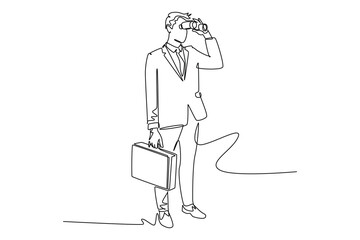 Continuous one line drawing Job search, recruiting, hiring concept. Doodle vector illustration.