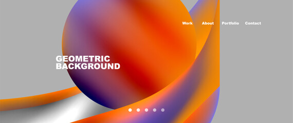 A fluid geometric background featuring an electric blue circle in the middle. The design resembles a glass of orange drink with gas bubbles, creating a dynamic and modern graphic concept
