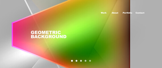 A geometric background featuring a rectangle with automotive lighting, surrounded by gadgets in magenta. The display device creates visual effects with macro photography of circles and balloons