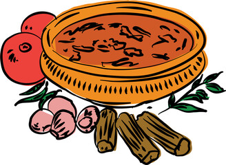 hand drawn illustration of food