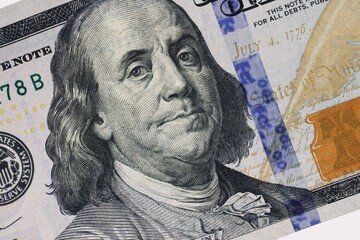 One hundred dollar Ben Franklin - obrazy, fototapety, plakaty