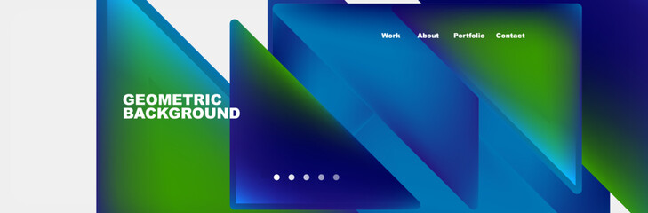 Fototapeta premium A modern geometric background featuring rectangles, triangles, and parallel lines in electric blue, aqua, and magenta colors on a white backdrop. Perfect for technology or display device designs