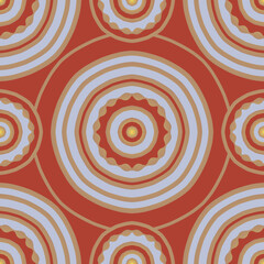 Abstarct pattern with round decorative elements. Seamless simple ornament. Vector template for wallpaper, textile, carpet.  - 787763252