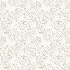 Neutral Colour Tropical Leaf Seamless Pattern Design